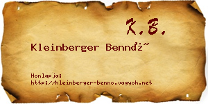 Kleinberger Bennó névjegykártya